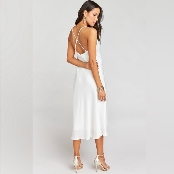 NWT Show Me Your MuMu White Sweetheart Slip Midi Dress Small - Picture 2 of 9